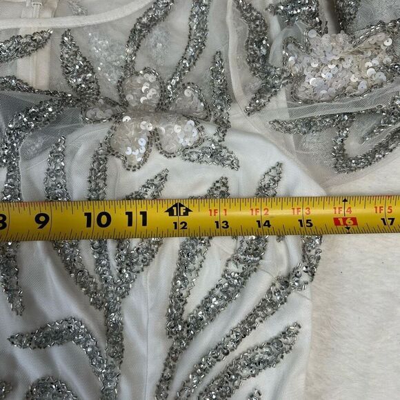 Adrianna Papell Embellished Illusion Gown White Long Sleeve 2 NEW - Picture 12 of 12